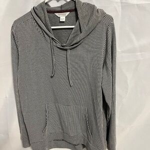 Womens Weatherproof Black and White Hooded Shirt - Size XL